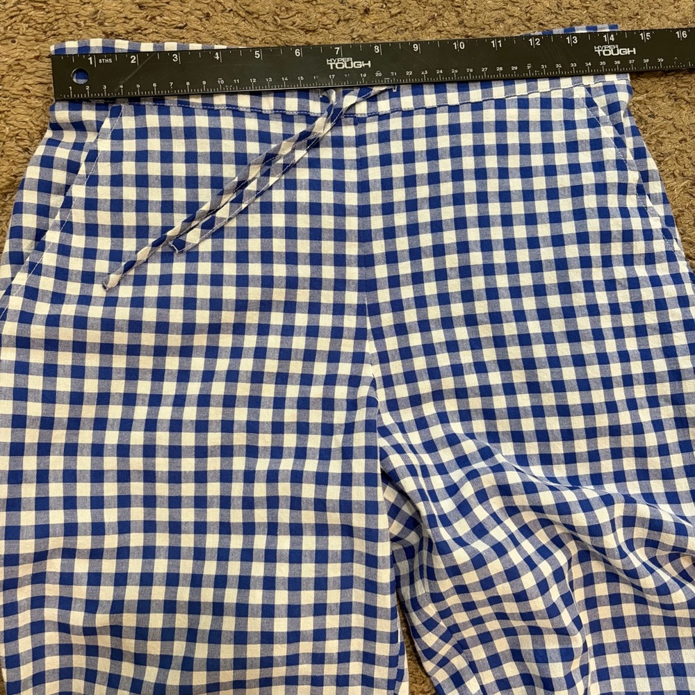 Sonderhaus Perfect Pants Wide Leg 100% Cotton Size XS Blue Gingham - Picture 5 of 11